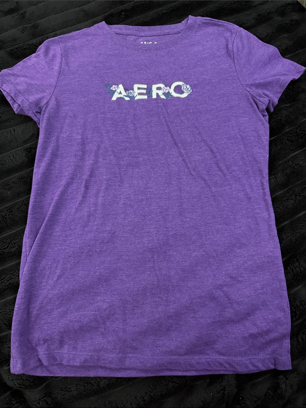 Aeropostale Purple Short Sleeve Logo Tee
